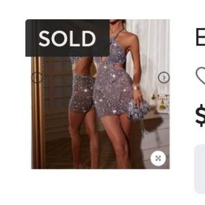 💗SOLD💗Mew Mews Silver Sequin Cut-Out Mini Dress